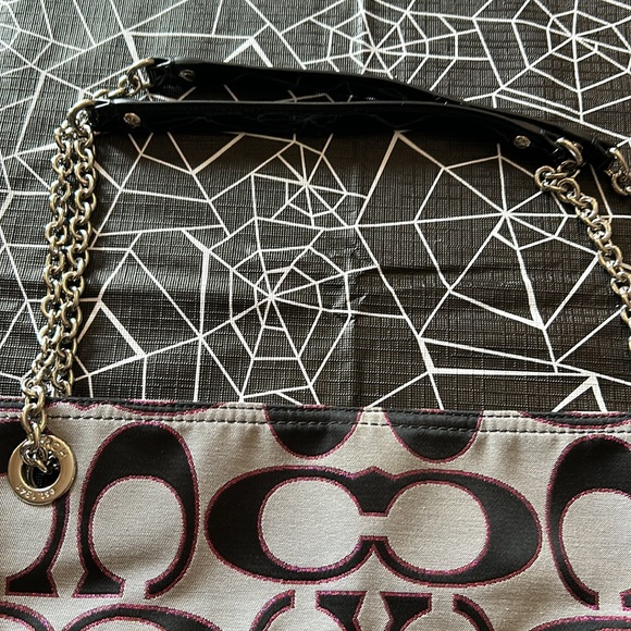 Coach 21161 Poppy Metallic Signature Slim Tote Moonlight/PK Scarlett - Picture 3 of 6